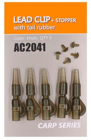 Orange Lead Clip+Stoper with tail rubber